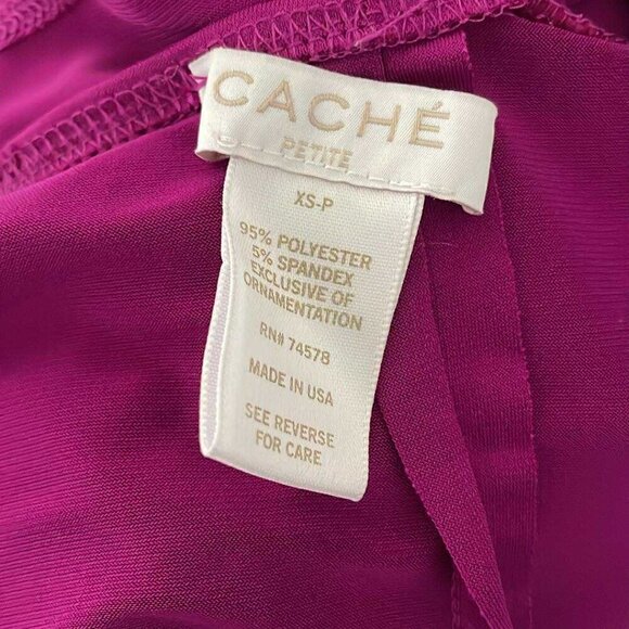 Cache Cold Shoulder Draped Dress XS Petite Form Fitting Stretch Cocktail Gold - Picture 7 of 7